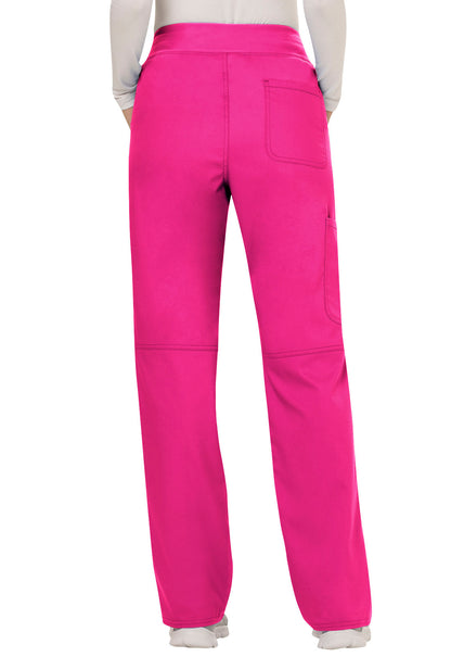 Revolution WW110 Mid Rise Straight Leg Pull-on Pants Electric Pink Model Image Back | Cherokee Workwear