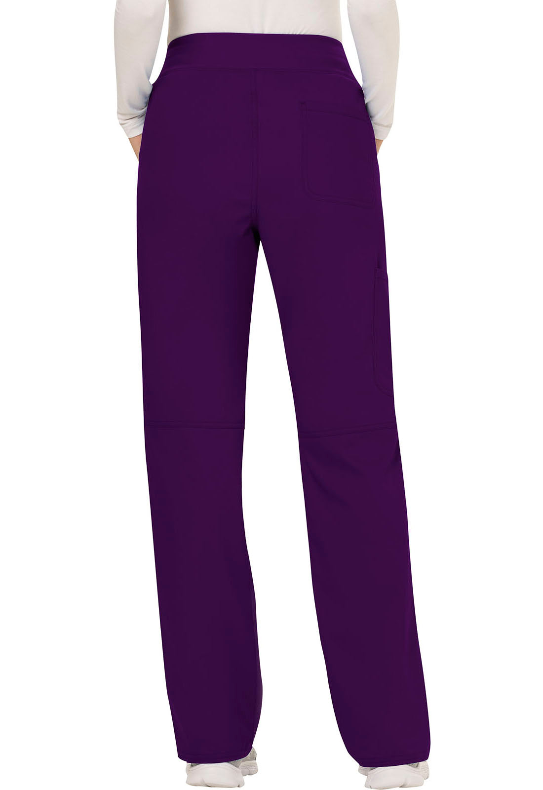 Revolution WW110 Mid Rise Straight Leg Pull-on Pants Eggplant Model Image Back | Cherokee Workwear