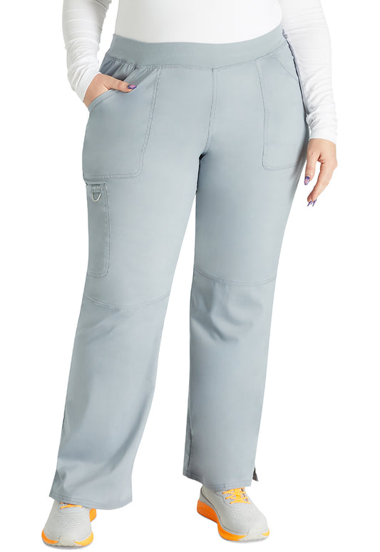 Revolution WW110 Mid Rise Straight Leg Pull-on Pants Grey Model Image Front | Cherokee Workwear