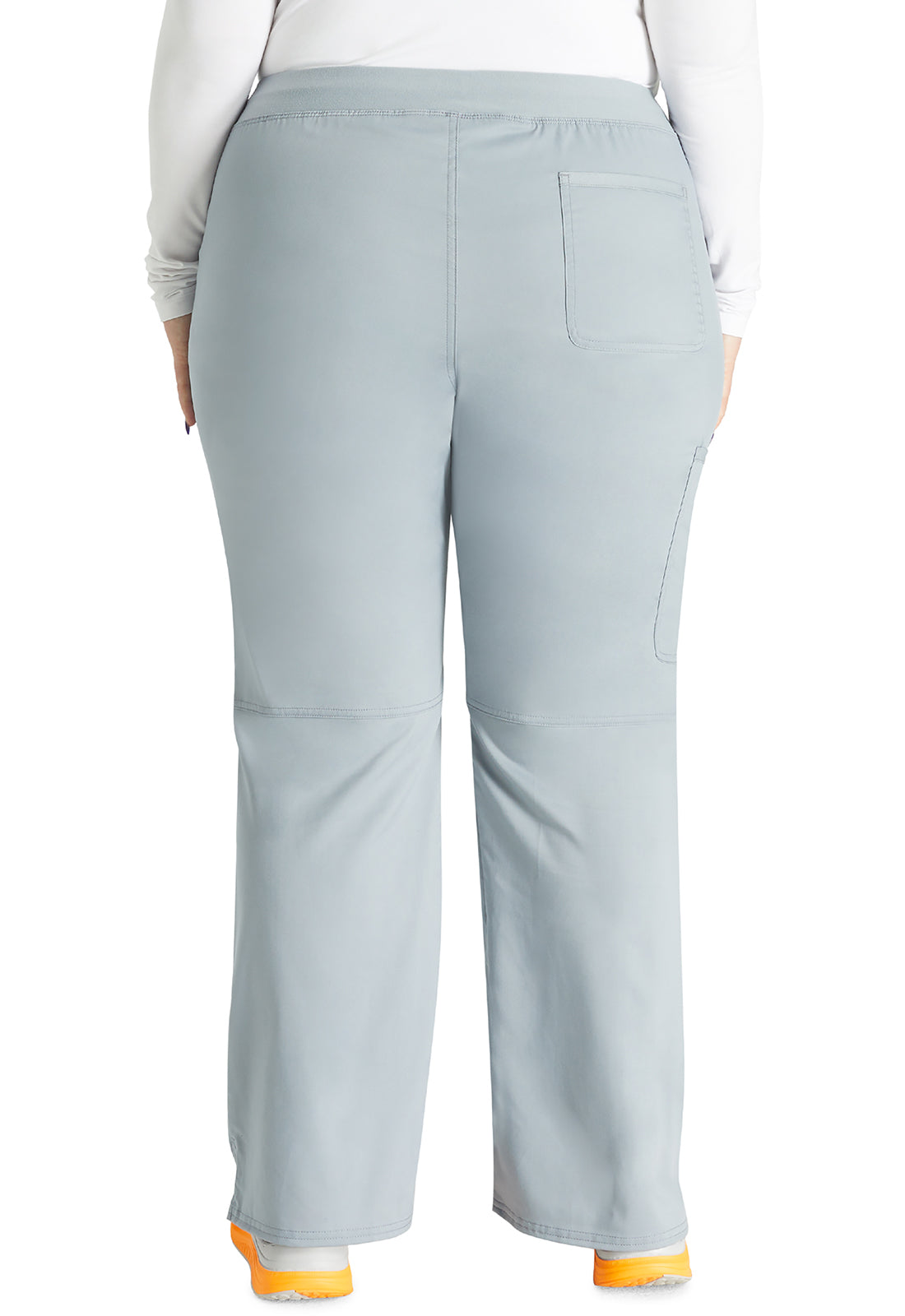 Revolution WW110 Mid Rise Straight Leg Pull-on Pants Grey Model Image Back | Cherokee Workwear