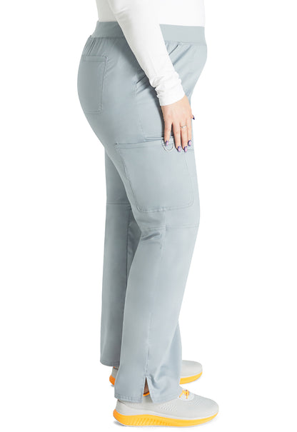 Revolution WW110 Mid Rise Straight Leg Pull-on Pants Grey Model Image Left Side | Cherokee Workwear