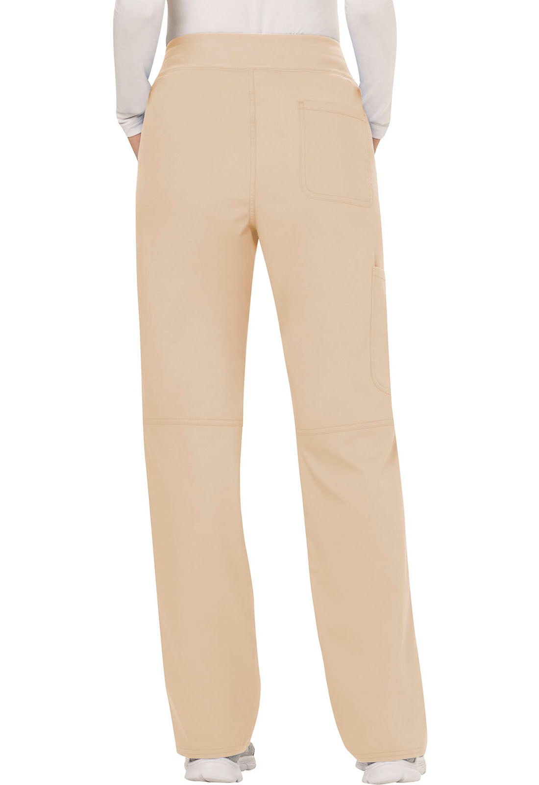 Revolution WW110 Mid Rise Straight Leg Pull-on Pants Khaki Model Image Back | Cherokee Workwear