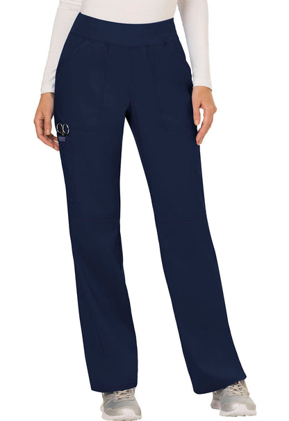 Revolution WW110 Mid Rise Straight Leg Pull-on Pants Navy Model Image Front | Cherokee Workwear