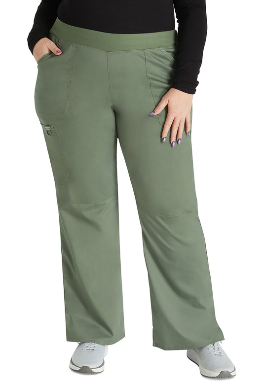 Revolution WW110 Mid Rise Straight Leg Pull-on Pants Olive Model Image Front | Cherokee Workwear