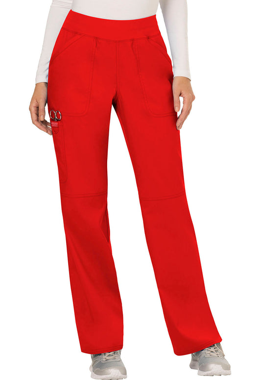 Revolution WW110 Mid Rise Straight Leg Pull-on Pants Red Model Image Front | Cherokee Workwear