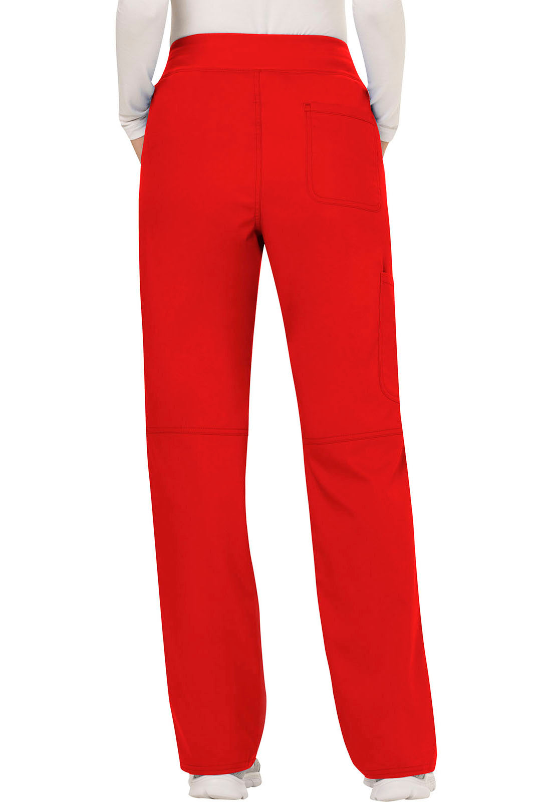 Revolution WW110 Mid Rise Straight Leg Pull-on Pants Red Model Image Back | Cherokee Workwear