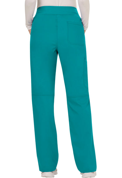 Revolution WW110 Mid Rise Straight Leg Pull-on Pants Teal Blue Model Image Back | Cherokee Workwear