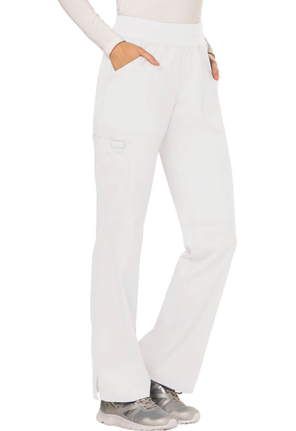 Revolution WW110 Mid Rise Straight Leg Pull-on Pants White Model Image Left Side | Cherokee Workwear