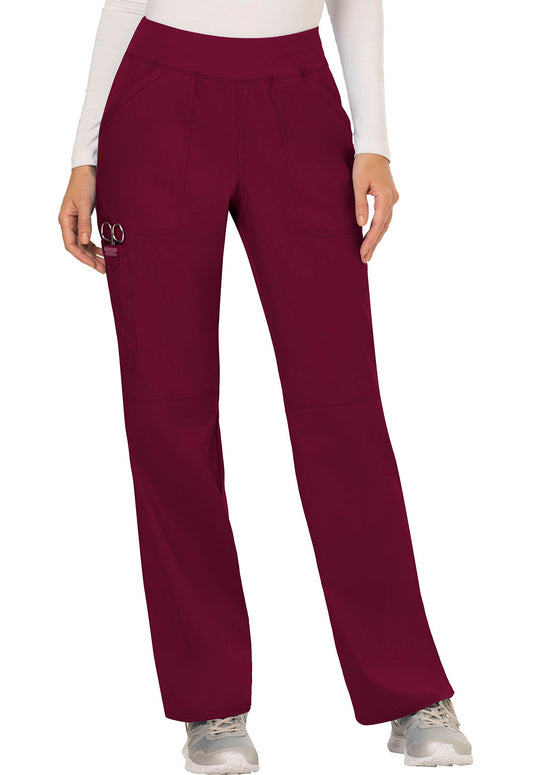 Revolution WW110 Mid Rise Straight Leg Pull-on Pants Wine Model Image Front | Cherokee Workwear