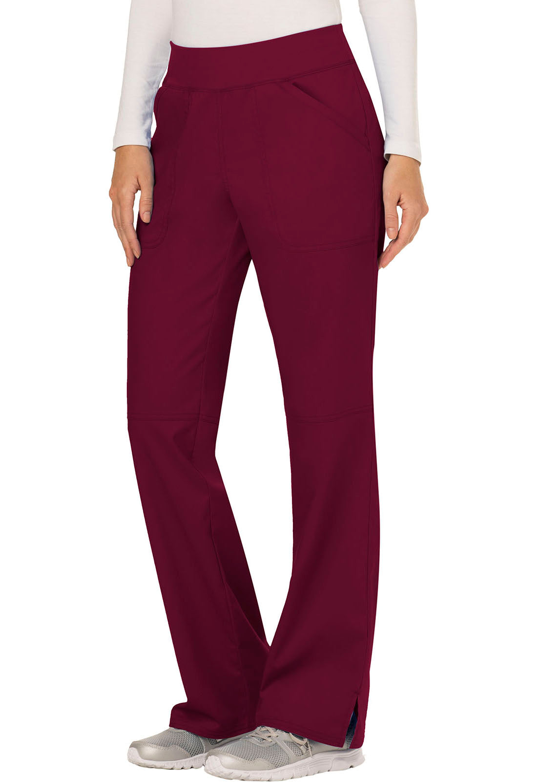 Revolution WW110 Mid Rise Straight Leg Pull-on Pants Wine Model Image Right Side | Cherokee Workwear