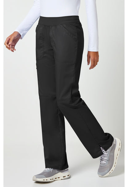 Workwear Revolution WW110 Women's Mid Rise Straight Leg Pull-on Scrub Pants Black