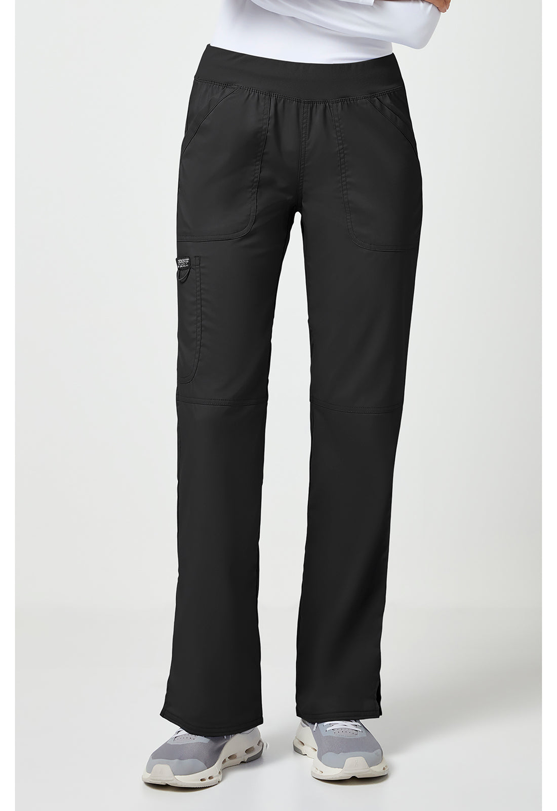 Workwear Revolution WW110 Women's Mid Rise Straight Leg Pull-on Scrub Pants Black