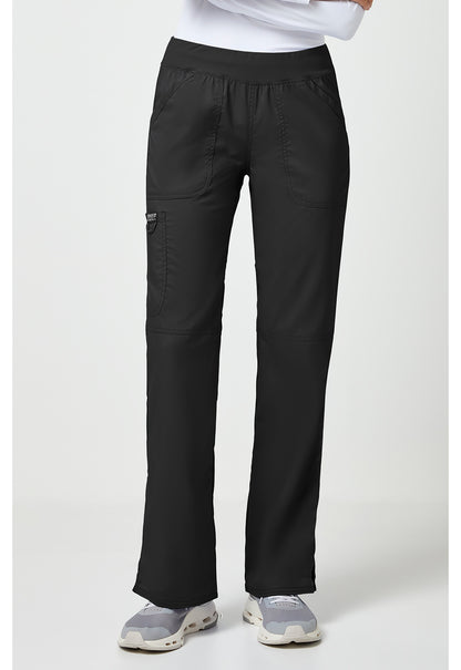 Workwear Revolution WW110 Women's Mid Rise Straight Leg Pull-on Scrub Pants Black