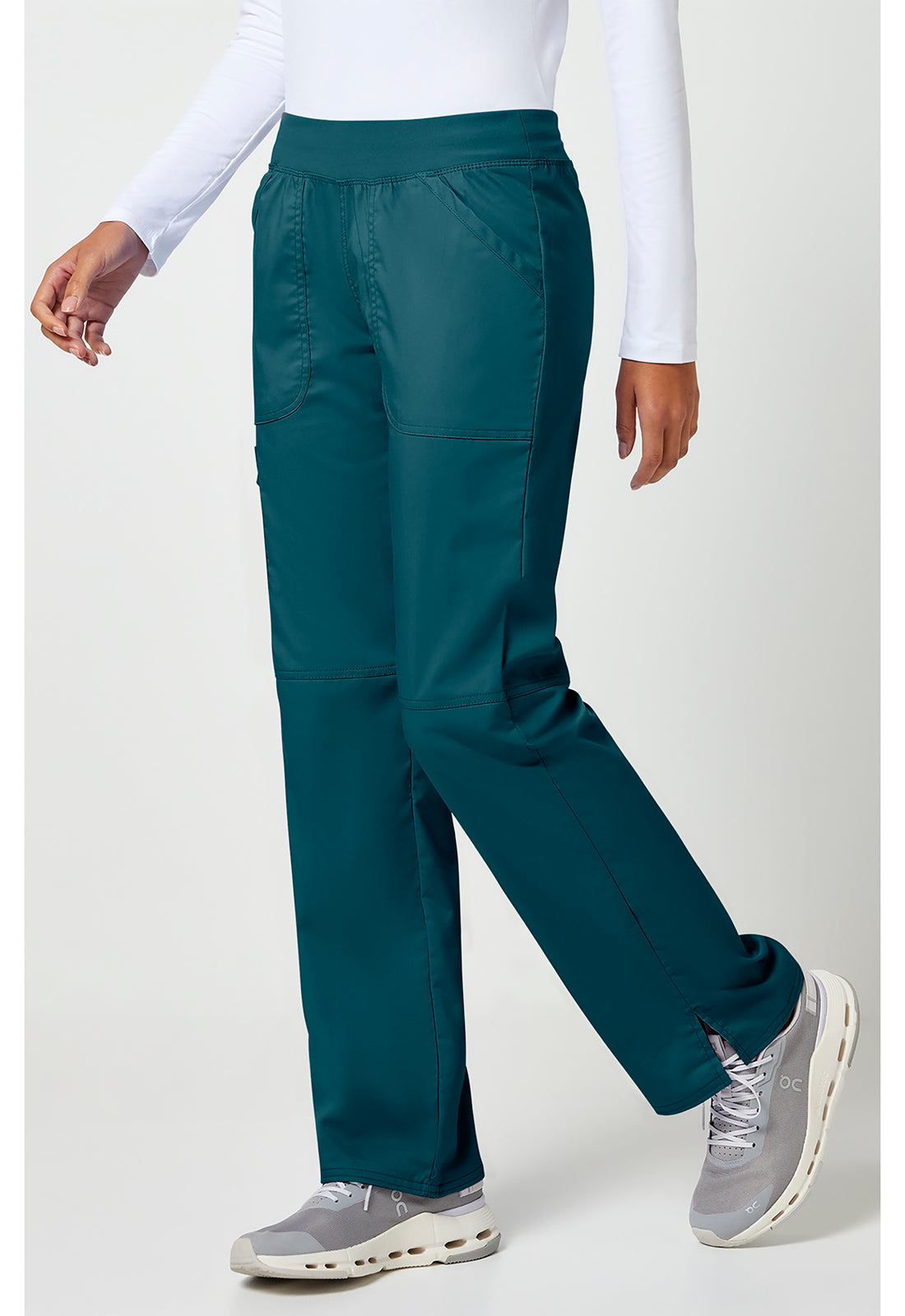 Workwear Revolution WW110 Women's Mid Rise Straight Leg Pull-on Scrub Pants Caribbean Blue
