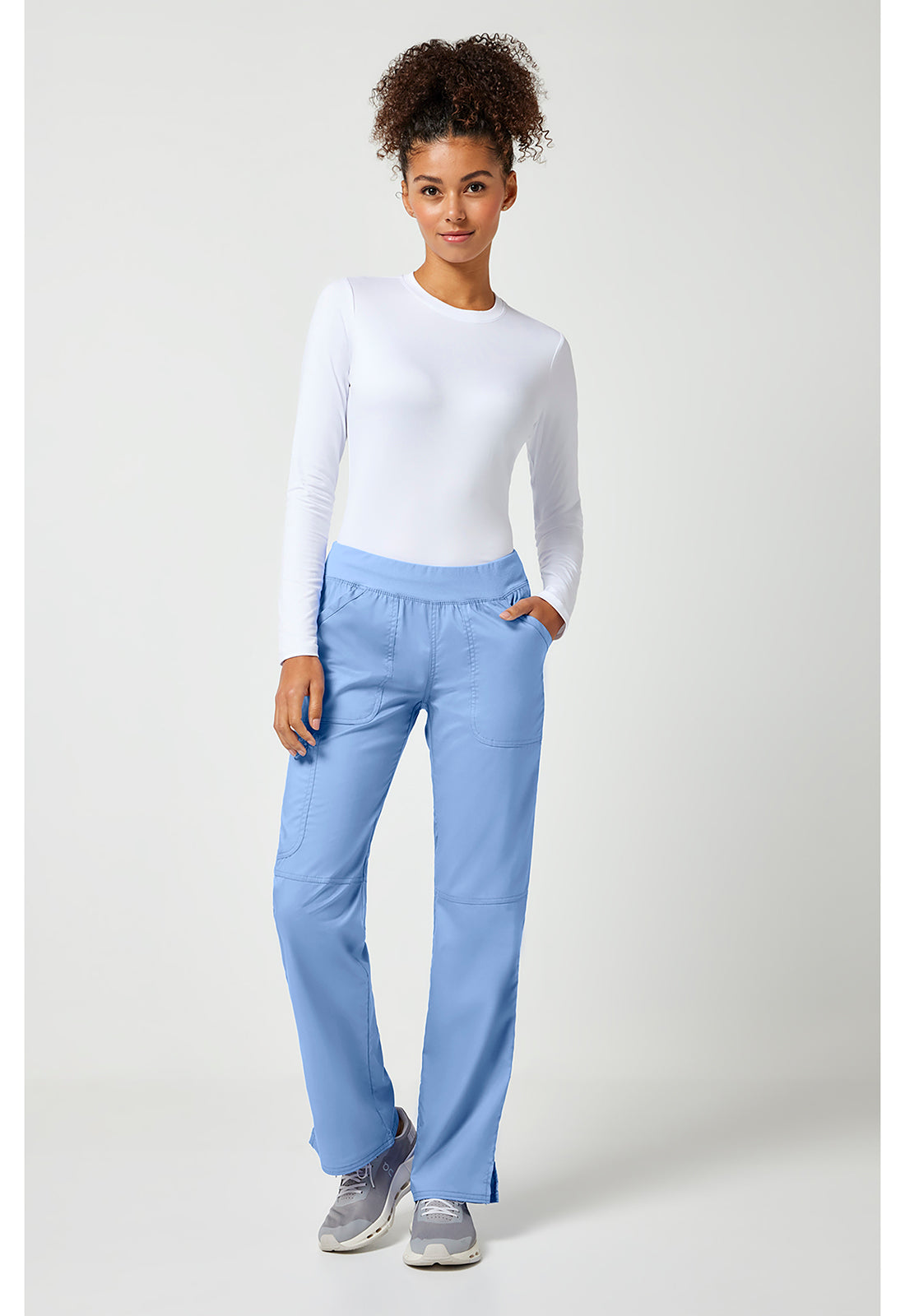 Workwear Revolution WW110 Women's Mid Rise Straight Leg Pull-on Scrub Pants Ciel Blue