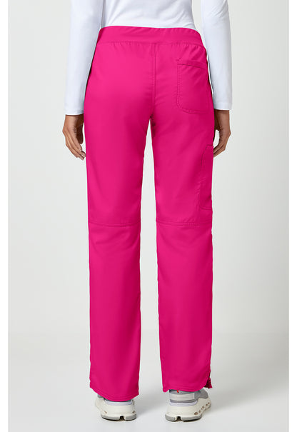 Workwear Revolution WW110 Women's Mid Rise Straight Leg Pull-on Scrub Pants Electric Pink