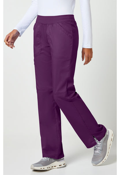 Workwear Revolution WW110 Women's Mid Rise Straight Leg Pull-on Scrub Pants Eggplant