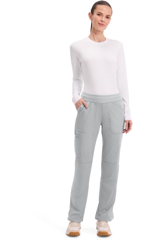 Workwear Revolution WW110 Women's Mid Rise Straight Leg Pull-on Scrub Pants Grey