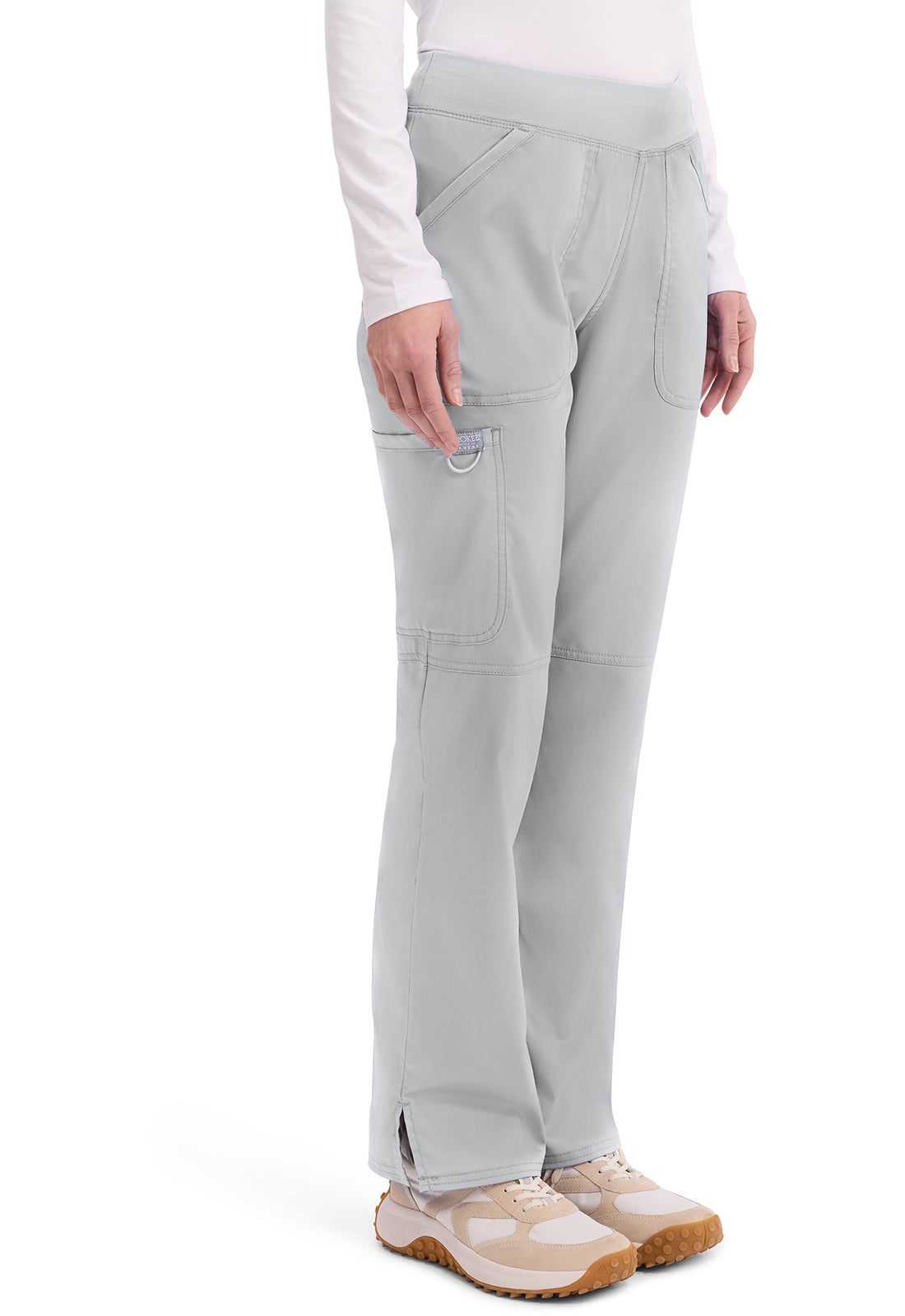Workwear Revolution WW110 Women's Mid Rise Straight Leg Pull-on Scrub Pants Grey