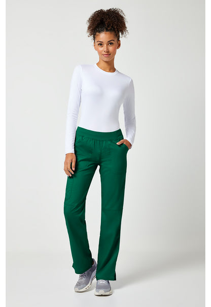 Workwear Revolution WW110 Women's Mid Rise Straight Leg Pull-on Scrub Pants Hunter Green