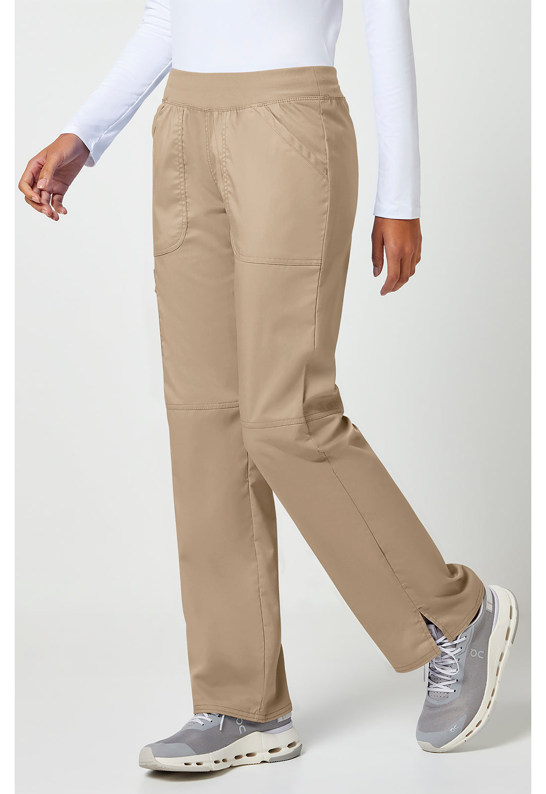 Workwear Revolution WW110 Women's Mid Rise Straight Leg Pull-on Scrub Pants Khaki