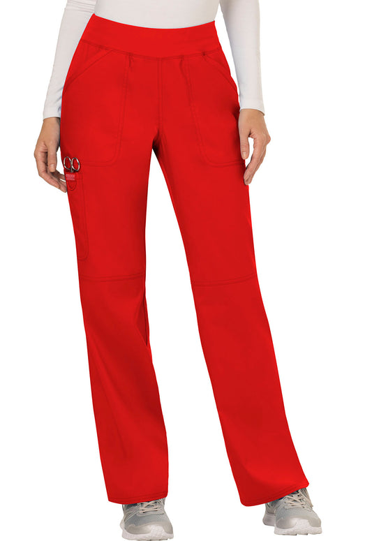 Workwear Revolution WW110 Women's Mid Rise Straight Leg Pull-on Scrub Pants Red