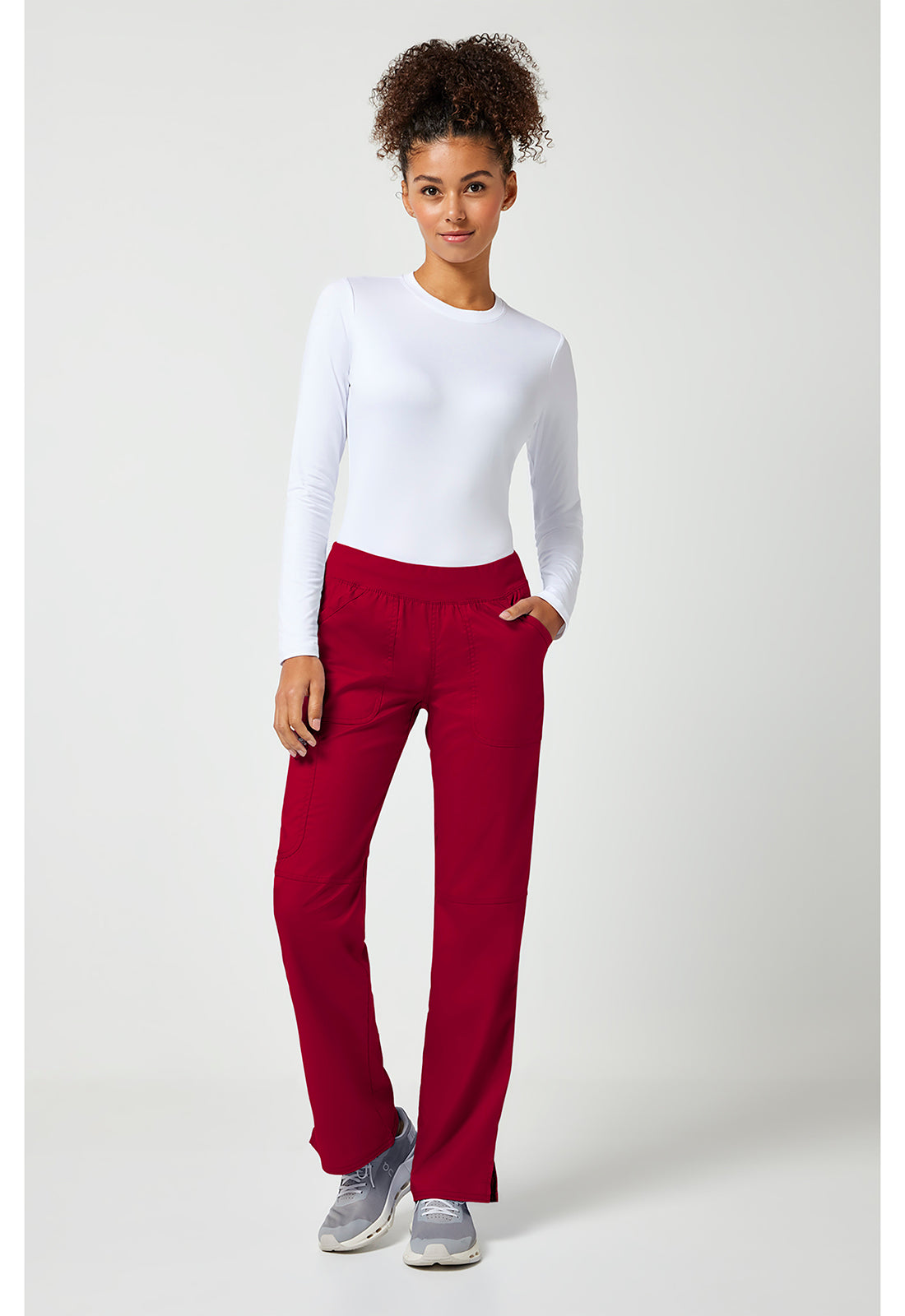Workwear Revolution WW110 Women's Mid Rise Straight Leg Pull-on Scrub Pants Red