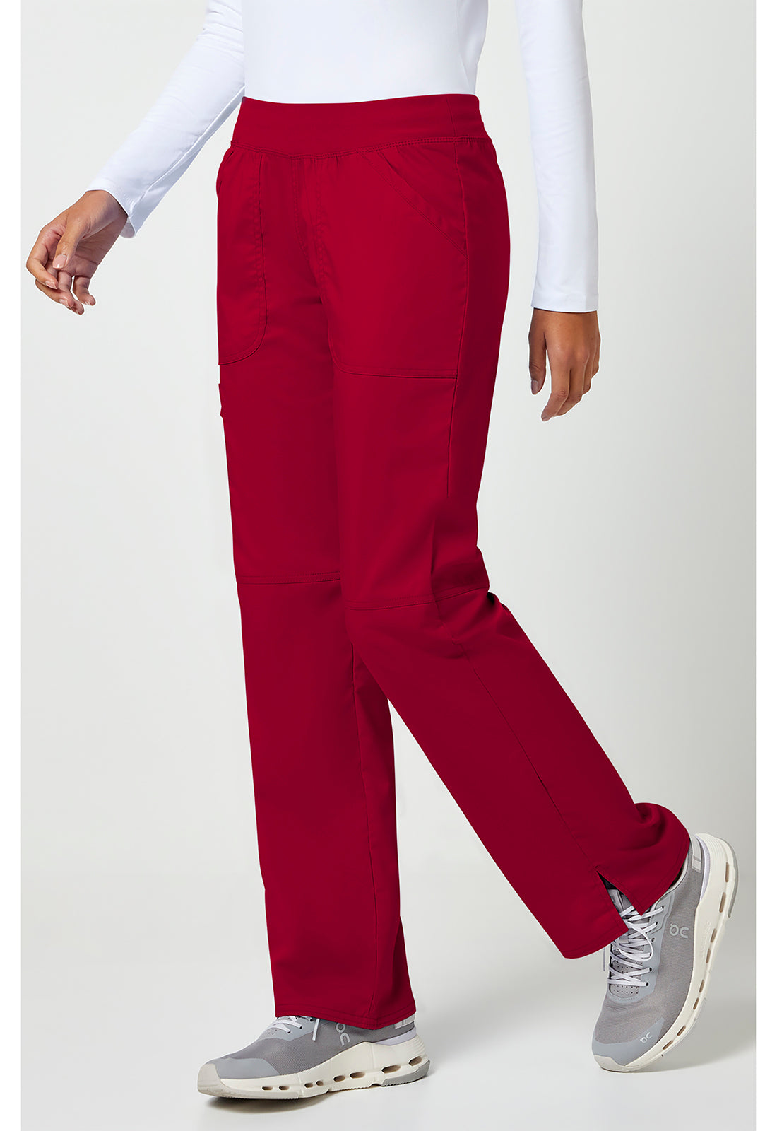 Workwear Revolution WW110 Women's Mid Rise Straight Leg Pull-on Scrub Pants Red