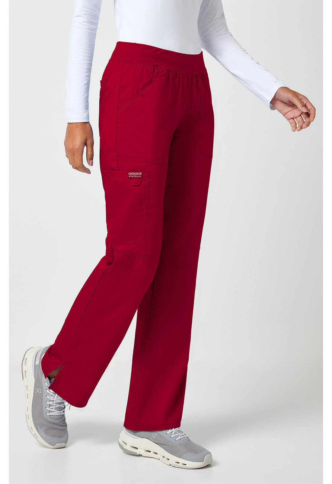 Workwear Revolution WW110 Women's Mid Rise Straight Leg Pull-on Scrub Pants Red