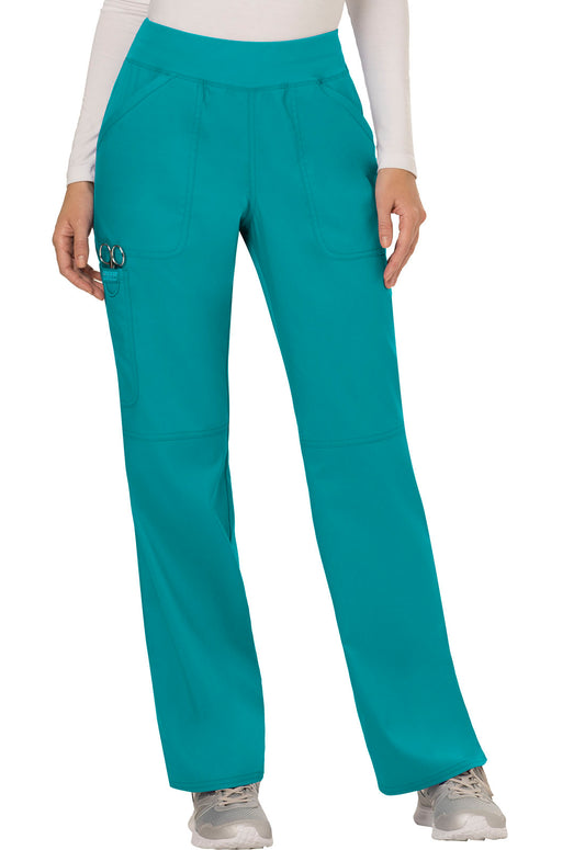 Workwear Revolution WW110 Women's Mid Rise Straight Leg Pull-on Scrub Pants Teal Blue