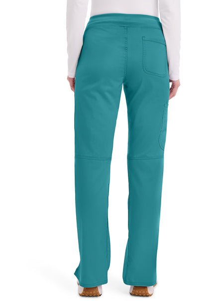 Workwear Revolution WW110 Women's Mid Rise Straight Leg Pull-on Scrub Pants Teal Blue