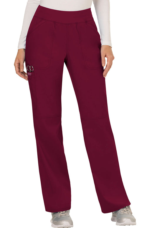 Workwear Revolution WW110 Women's Mid Rise Straight Leg Pull-on Scrub Pants Wine