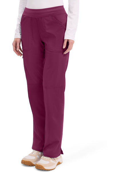 Workwear Revolution WW110 Women's Mid Rise Straight Leg Pull-on Scrub Pants Wine