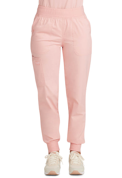 Revolution WW115 Mid Rise Jogger Pink Essence Model Image Front | Cherokee Workwear