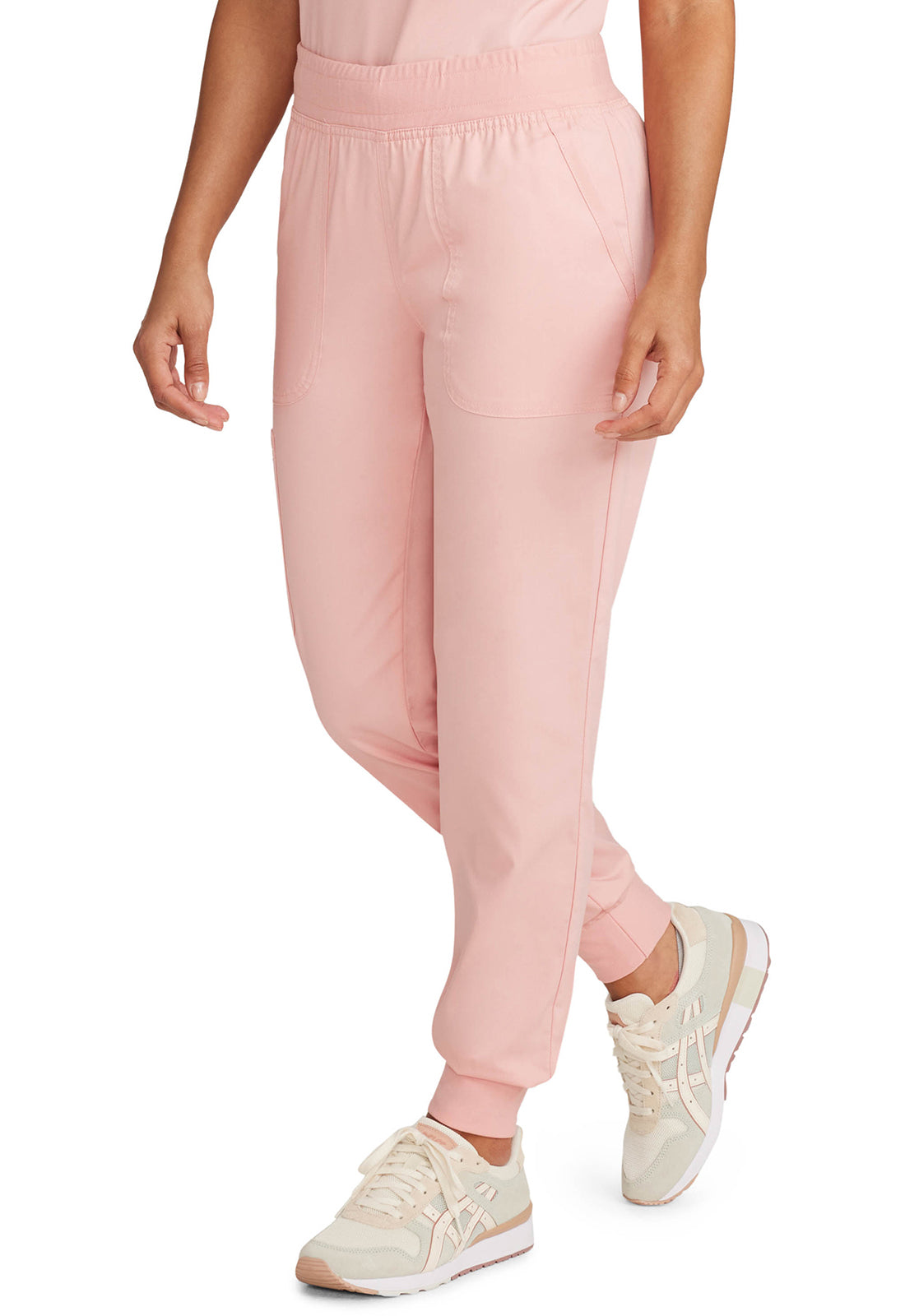 Revolution WW115 Mid Rise Jogger Pink Essence Model Image Right Side | Cherokee Workwear