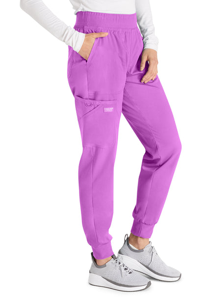 Revolution WW115 Mid Rise Jogger Sweet Berry Model Image Left Side | Cherokee Workwear