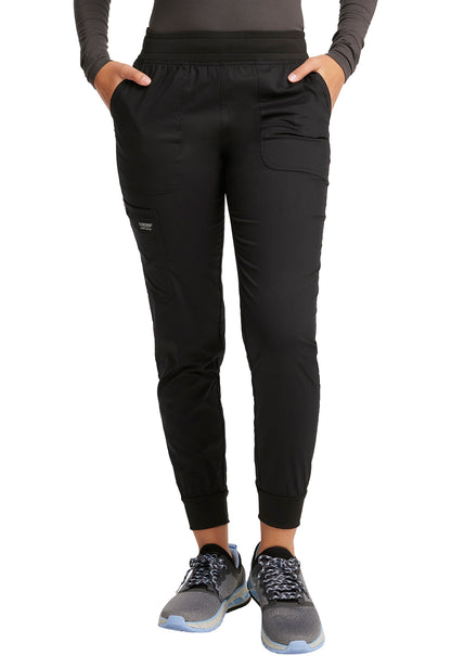 Revolution WW115 Mid Rise Jogger Black Model Image Front | Cherokee Workwear