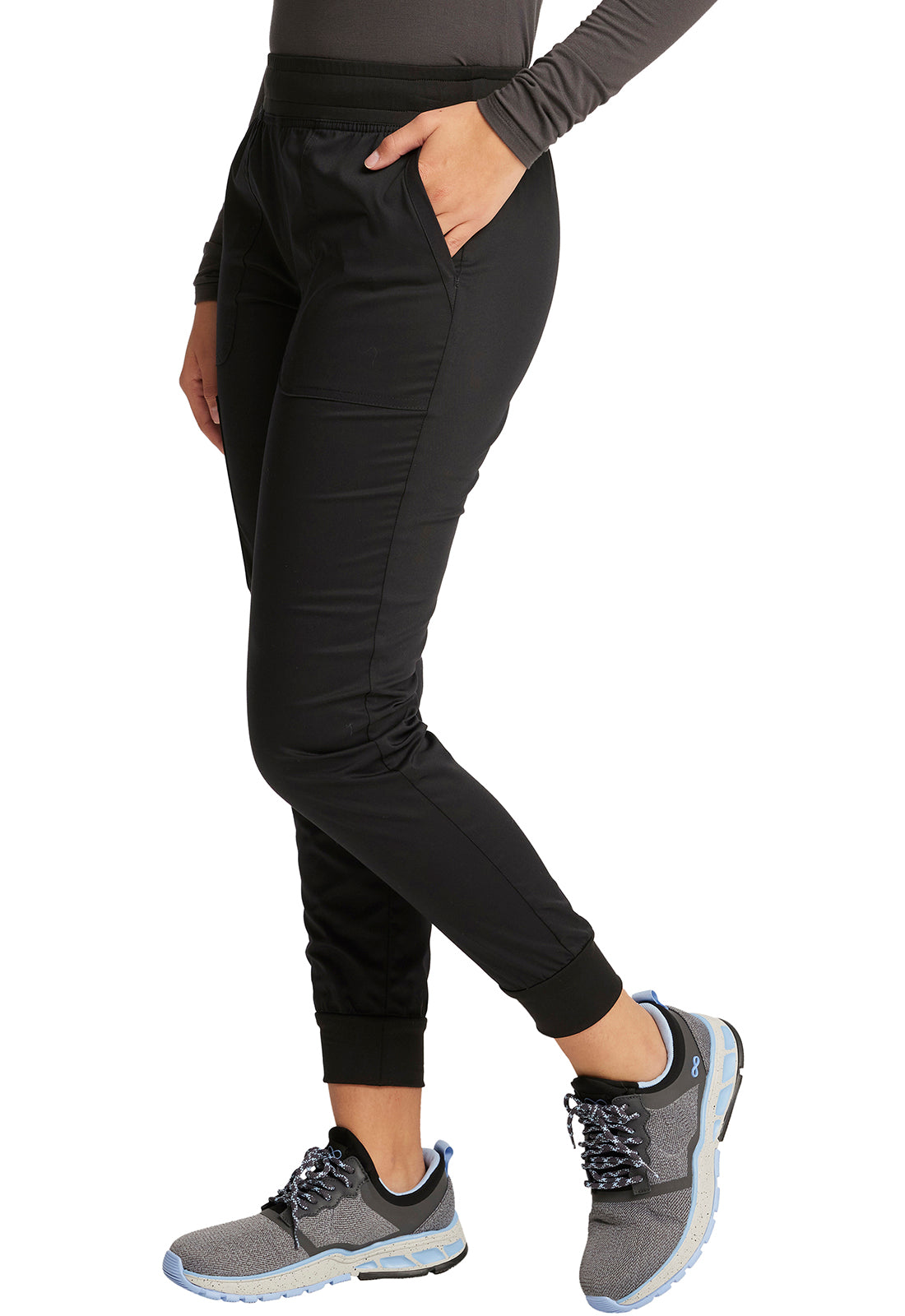 Revolution WW115 Mid Rise Jogger Black Model Image Right Side | Cherokee Workwear