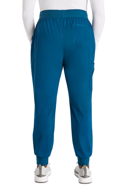 Revolution WW115 Mid Rise Jogger Caribbean Blue Model Image Back | Cherokee Workwear