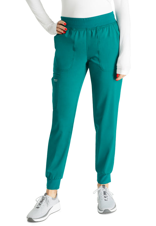 Revolution WW115 Mid Rise Jogger Hunter Green Model Image Front | Cherokee Workwear