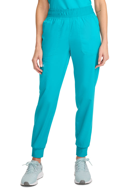 Revolution WW115 Mid Rise Jogger Teal Blue Model Image Front | Cherokee Workwear