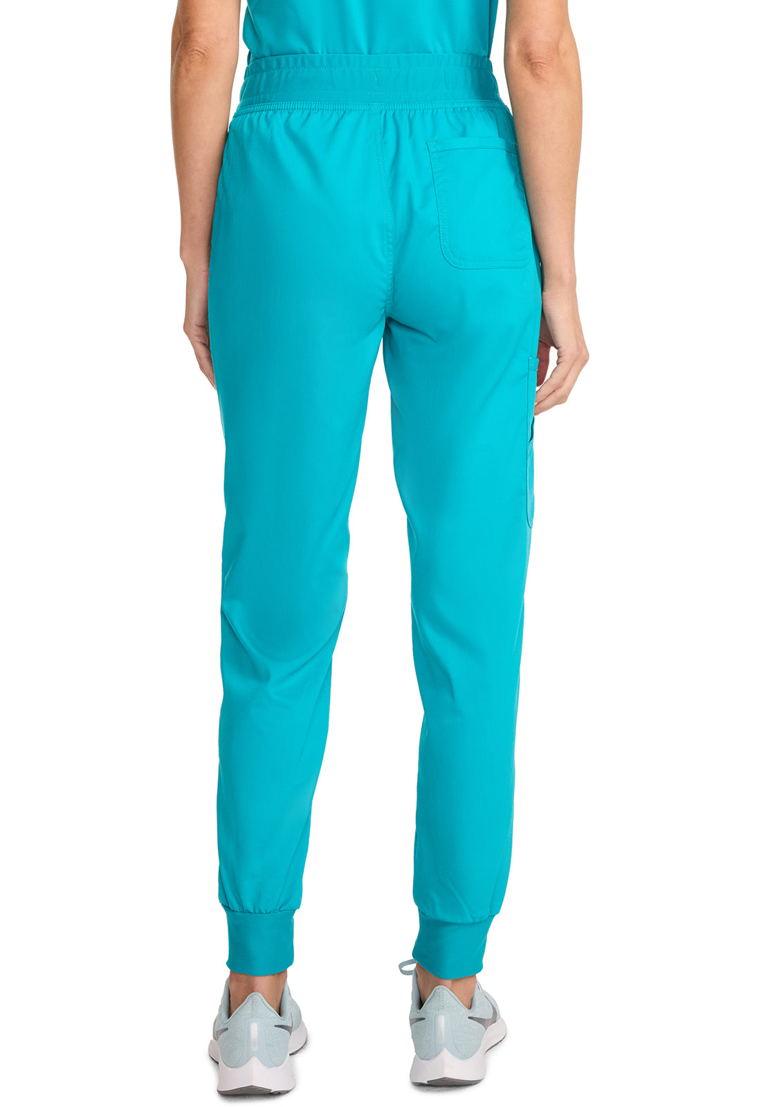 Revolution WW115 Mid Rise Jogger Teal Blue Model Image Back | Cherokee Workwear