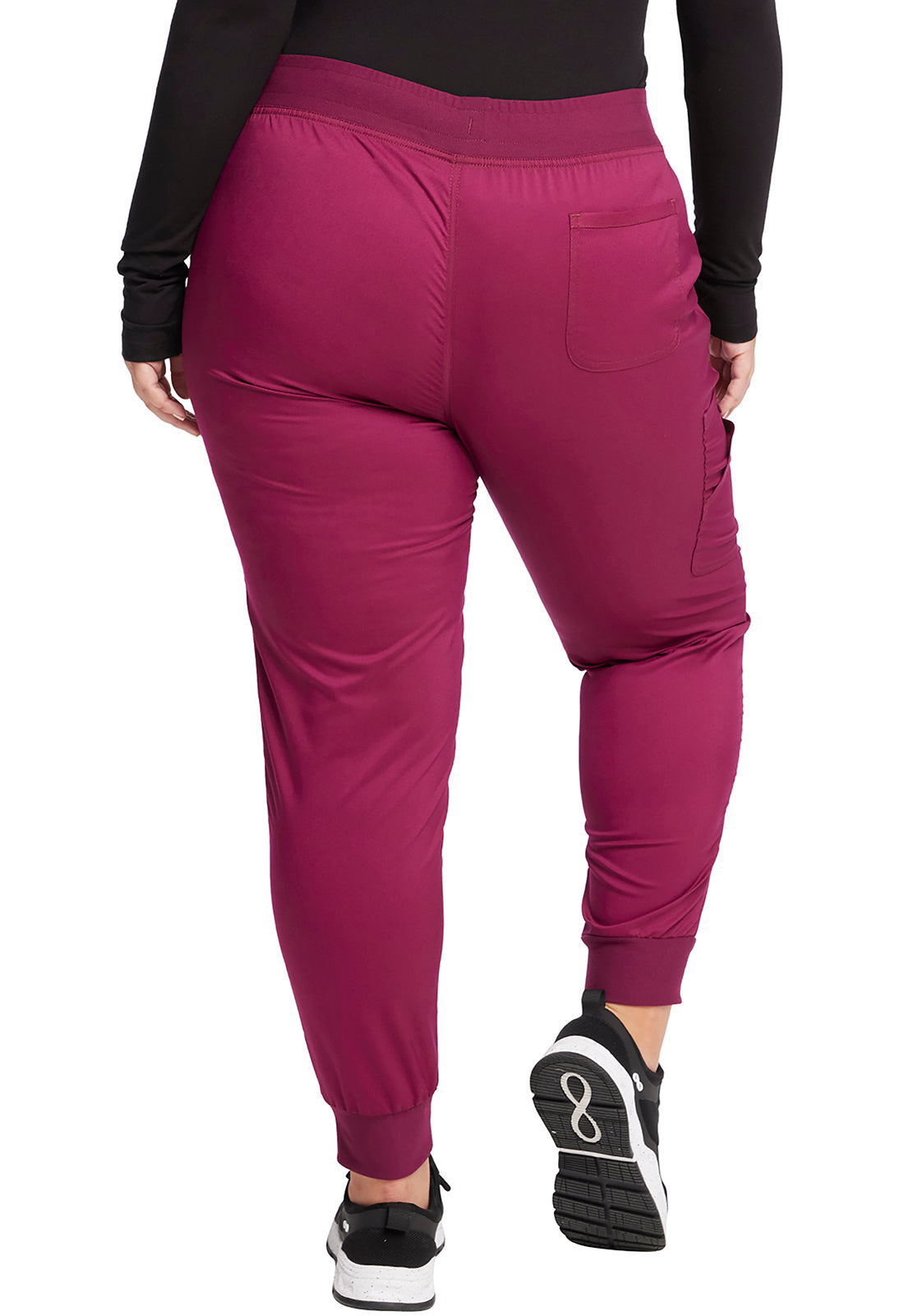 Revolution WW115 Mid Rise Jogger Wine Model Image Back | Cherokee Workwear