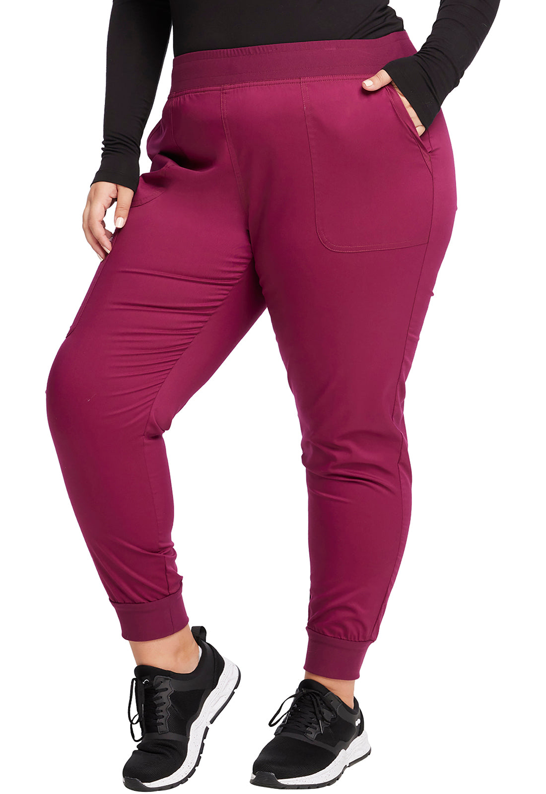 Revolution WW115 Mid Rise Jogger Wine Model Image Right Side | Cherokee Workwear