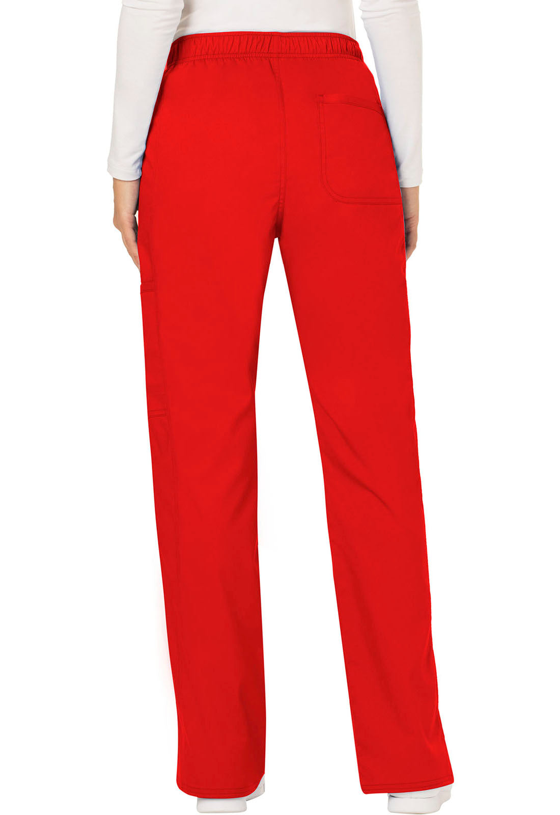 Revolution WW120 Mid Rise Moderate Flare Drawstring Pants Red Model Image Back | Cherokee Workwear