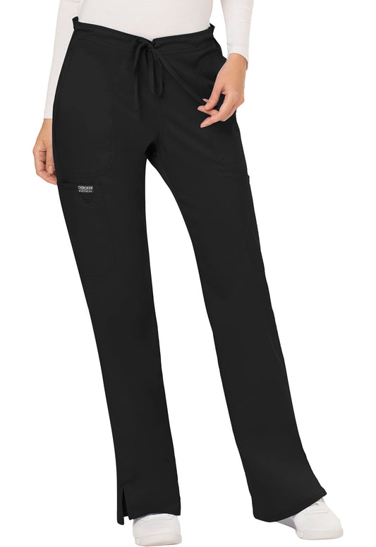 Workwear Revolution WW120 Women's Mid Rise Moderate Flare Drawstring Scrub Pants Black