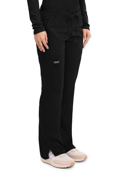 Workwear Revolution WW120 Women's Mid Rise Moderate Flare Drawstring Scrub Pants Black