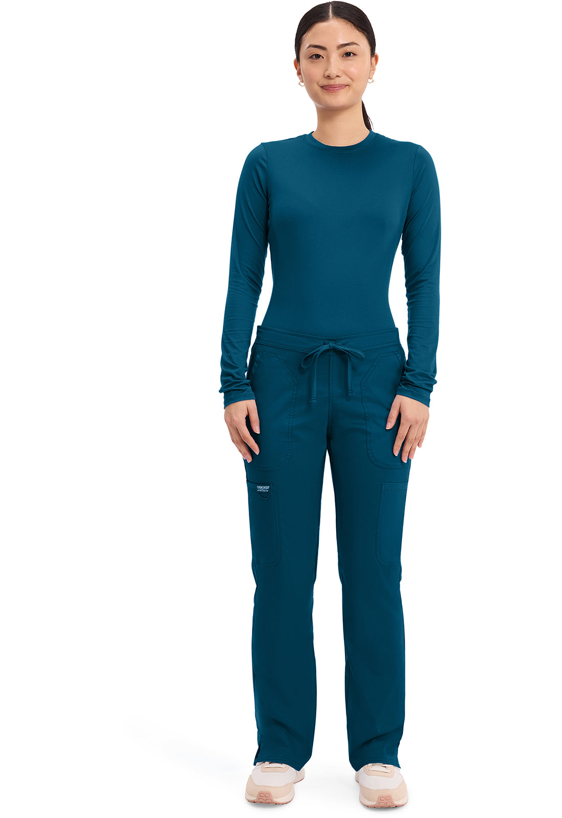 Workwear Revolution WW120 Women's Mid Rise Moderate Flare Drawstring Scrub Pants Caribbean Blue