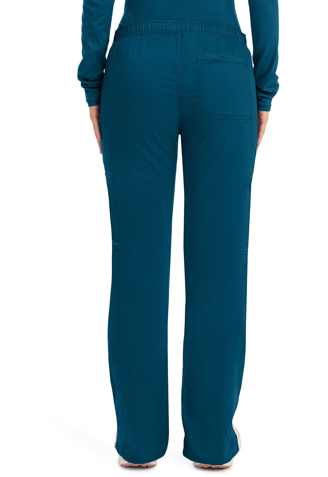 Workwear Revolution WW120 Women's Mid Rise Moderate Flare Drawstring Scrub Pants Caribbean Blue