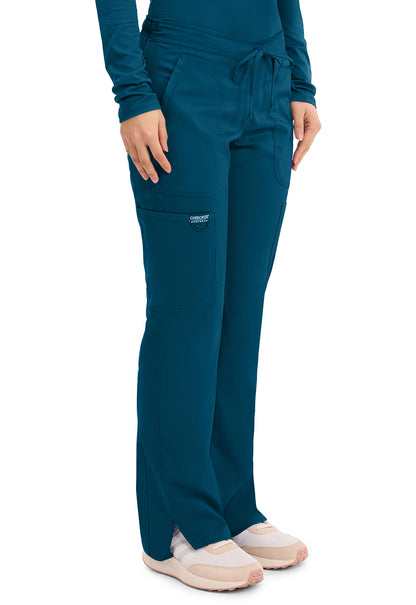 Workwear Revolution WW120 Women's Mid Rise Moderate Flare Drawstring Scrub Pants Caribbean Blue